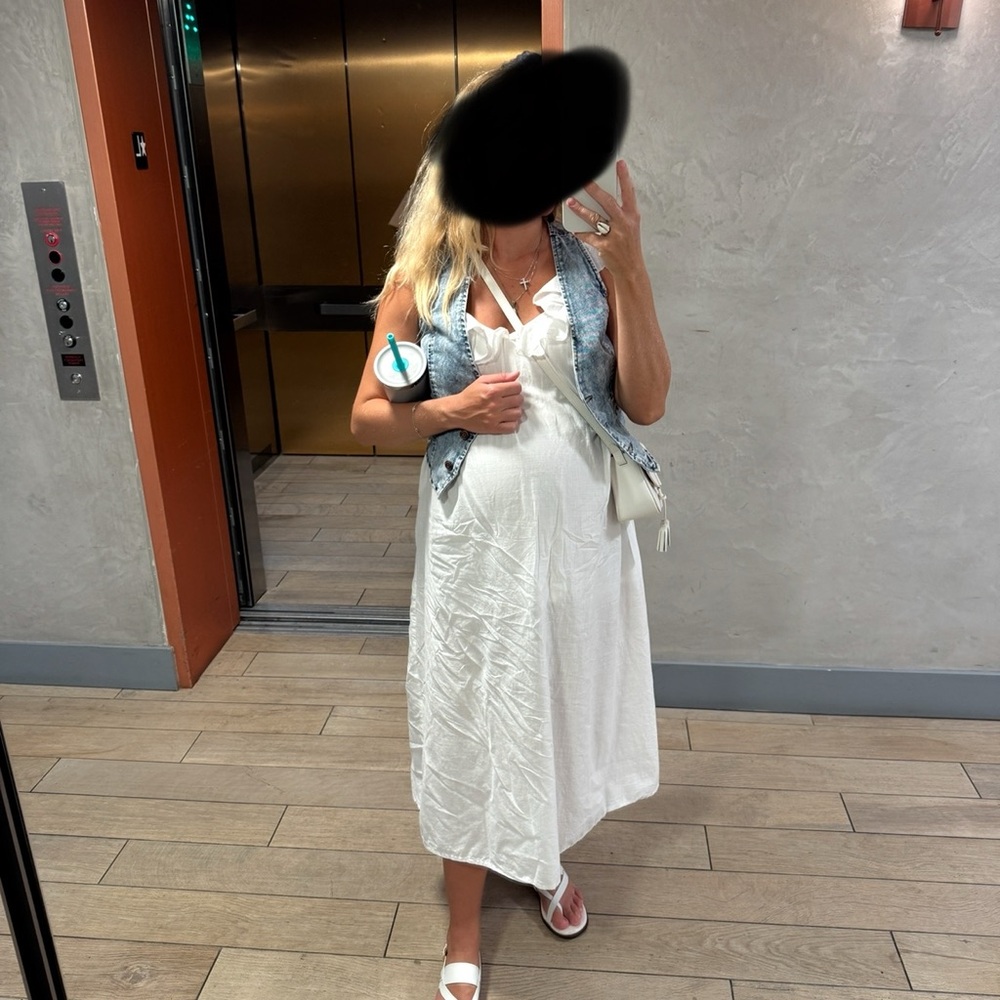 White 100% cotton Sleeveless Dress